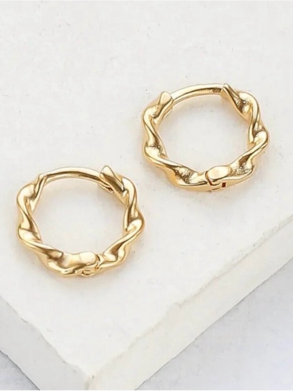 MACY’S 18K Gold Over 925 Sterling Silver Hypoallergenic Huggies Hoop Earrings